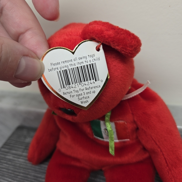 Ty Beanie Baby, Osito the Bear, 1999, USA Exclusive Mexican Flag, Red Bear Plush - Picture 8 of 8
